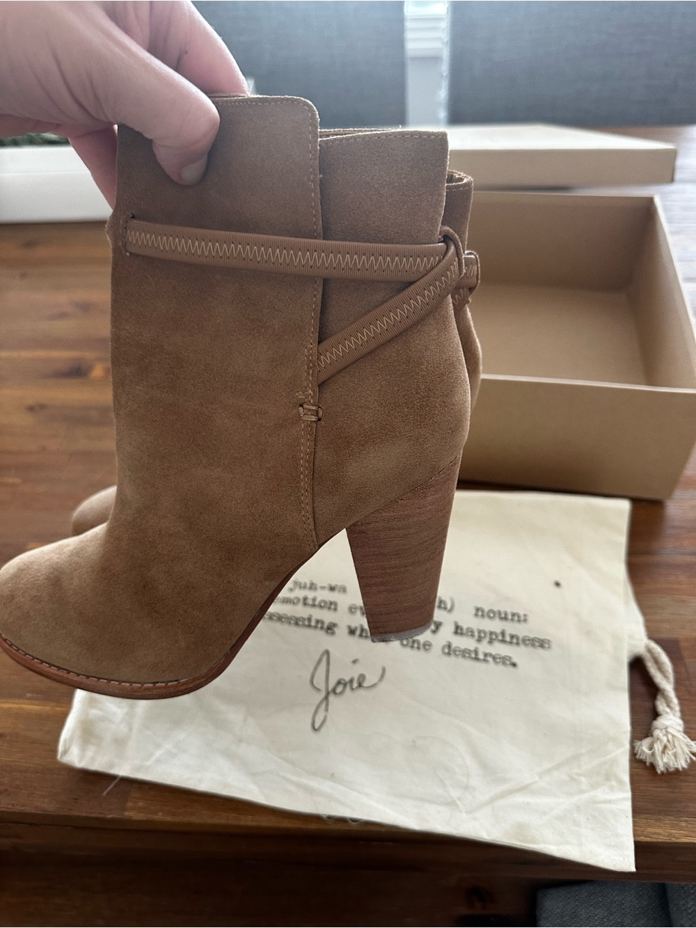 Joie Taupe Suede Wrap Ankle Booties - Picture 8 of 12